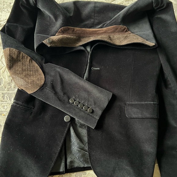 GUCCI Man’s black corduroy jacket w/ brown leather textured collar and elbows - Picture 15 of 17